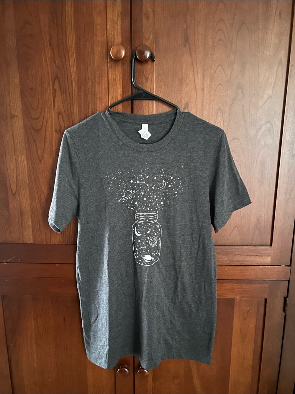 Gildan Charcoal Gray Short Sleeve Tee with White Space Jar Graphic